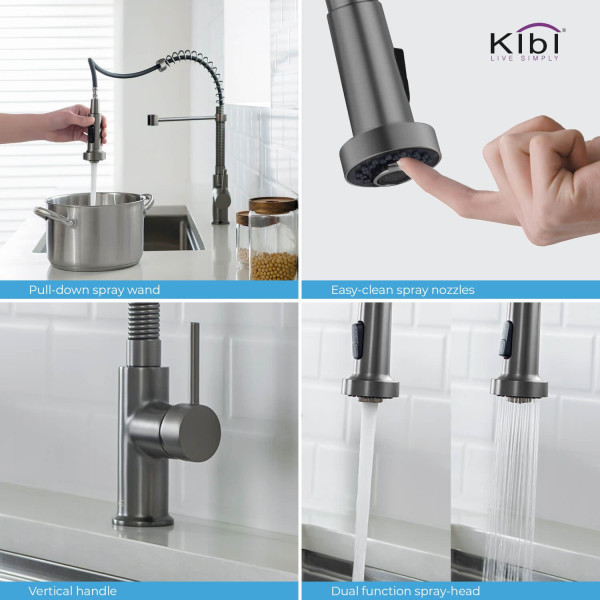 KIBI C-KKF2003TT-KSD100TT Aurora Single Handle Kitchen Faucet w/ Soap Dispenser