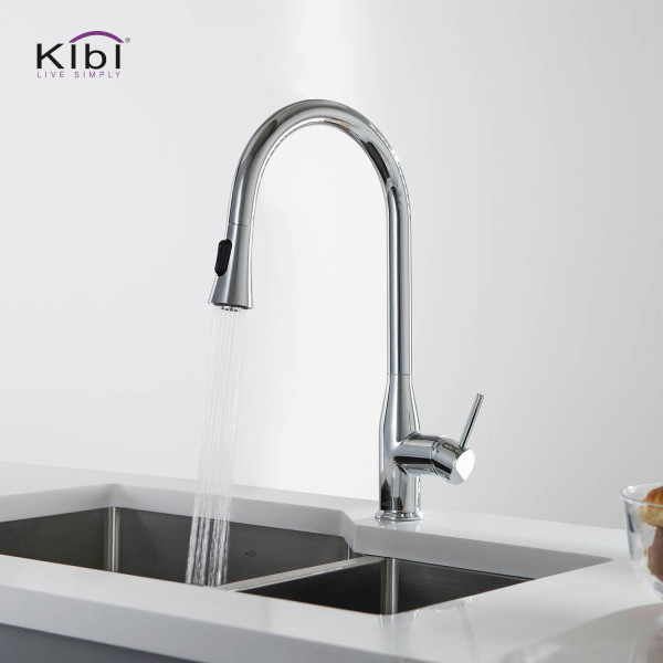 KIBI C-KKF2005CH-KSD100CH Napa Single Handle Kitchen Faucet with Soap Dispenser