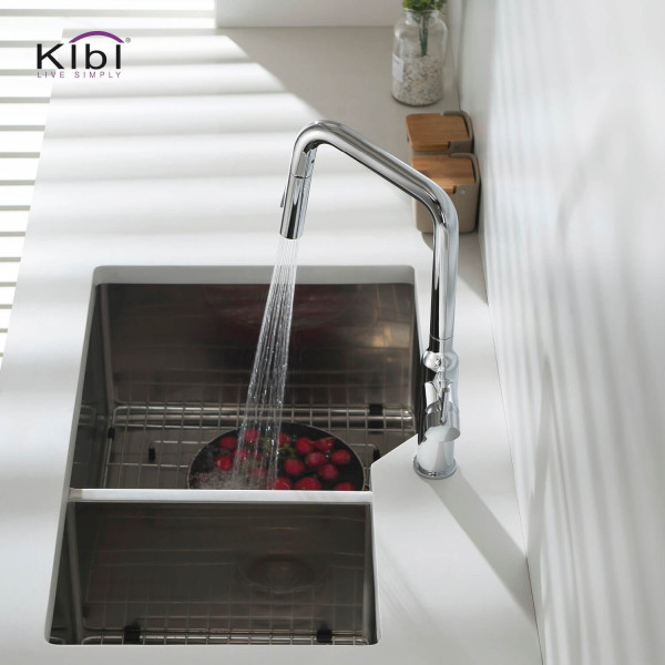 KIBI C-KKF2007CH-KSD100CH Macon Single Handle Kitchen Faucet with Soap Dispenser