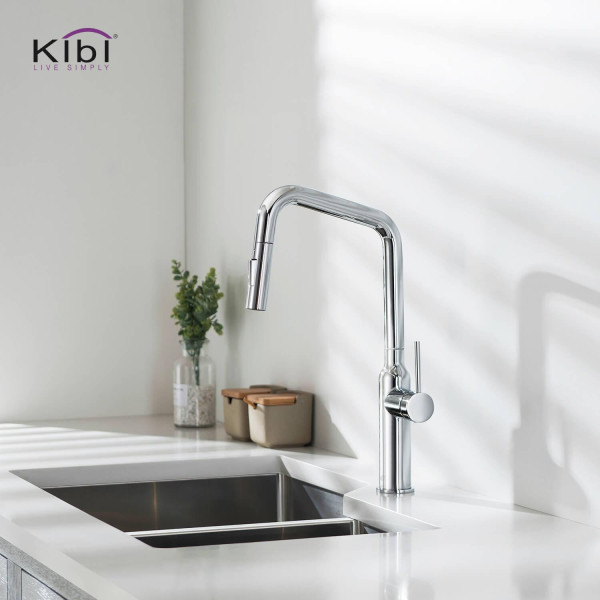 KIBI C-KKF2007CH-KSD100CH Macon Single Handle Kitchen Faucet with Soap Dispenser