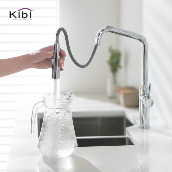KIBI C-KKF2007CH-KSD100CH Macon Single Handle Kitchen Faucet with Soap Dispenser
