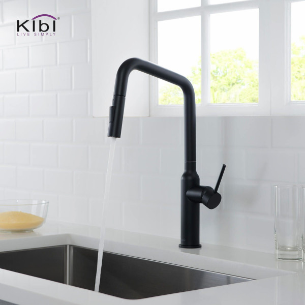 KIBI C-KKF2007MB-KSD100MB Macon Single Handle Kitchen Faucet with Soap Dispenser