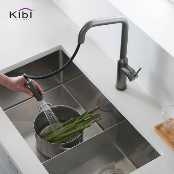 KIBI C-KKF2007TT-KSD100TT Macon Single Handle Kitchen Faucet with Soap Dispenser