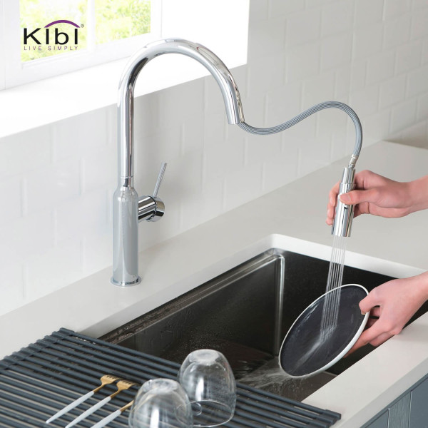 KIBI C-KKF2008CH-KSD100CH Hilo Single Handle Kitchen Faucet with Soap Dispenser