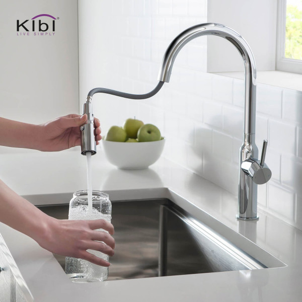 KIBI C-KKF2008CH-KSD100CH Hilo Single Handle Kitchen Faucet with Soap Dispenser