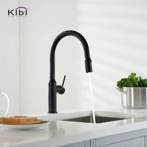 KIBI C-KKF2008MB-KSD100MB Hilo Single Handle Kitchen Faucet with Soap Dispenser