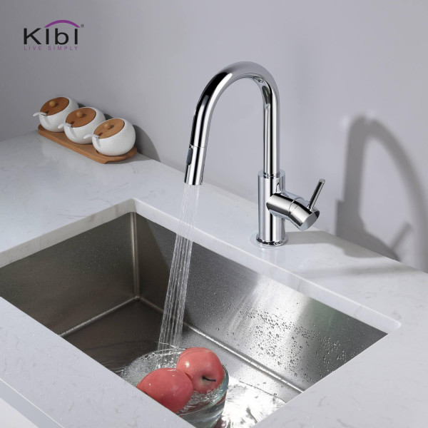 KIBI C-KKF2011CH-KSD100CH Circular Kitchen & Bar Faucet with Soap Dispenser