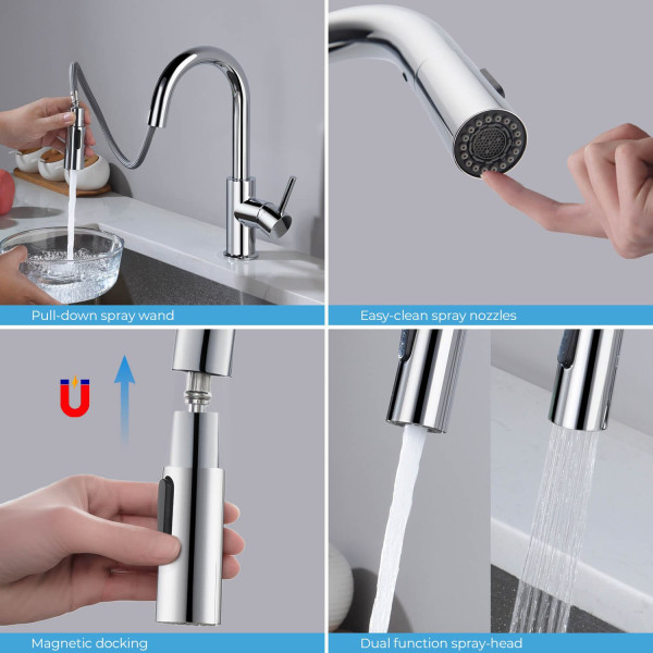 KIBI C-KKF2011CH-KSD100CH Circular Kitchen & Bar Faucet with Soap Dispenser