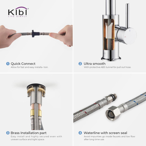 KIBI C-KKF2011CH-KSD100CH Circular Kitchen & Bar Faucet with Soap Dispenser