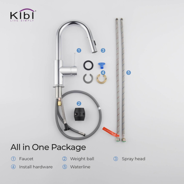 KIBI C-KKF2011CH-KSD100CH Circular Kitchen & Bar Faucet with Soap Dispenser