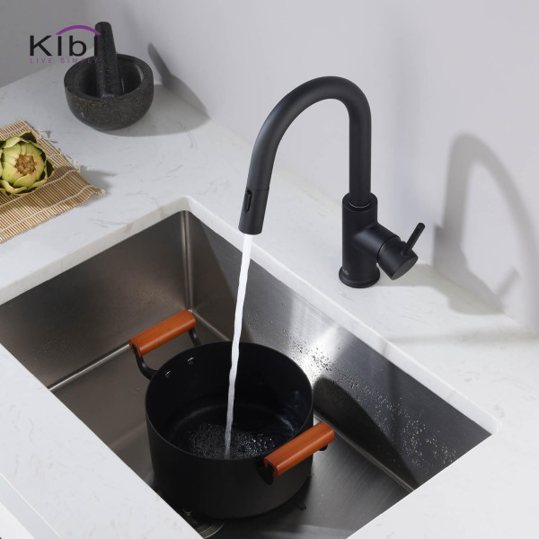 KIBI C-KKF2011MB-KSD100MB Circular Kitchen & Bar Faucet with Soap Dispenser