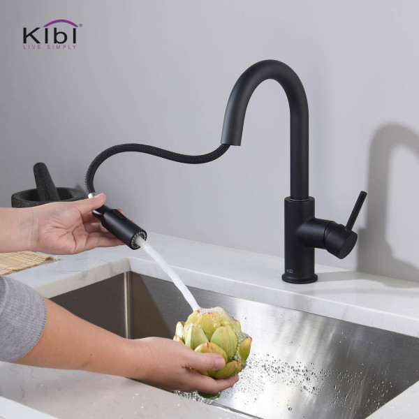 KIBI C-KKF2011MB-KSD100MB Circular Kitchen & Bar Faucet with Soap Dispenser
