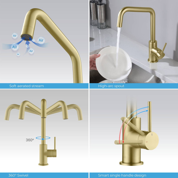 KIBI C-KKF2012BG-KSD100BG Macon Single Handle Bar Sink Faucet w/ Soap Dispenser