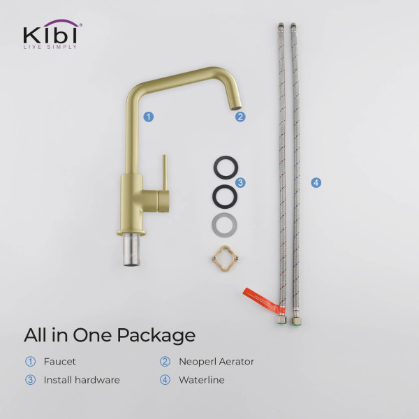 KIBI C-KKF2012BG-KSD100BG Macon Single Handle Bar Sink Faucet w/ Soap Dispenser