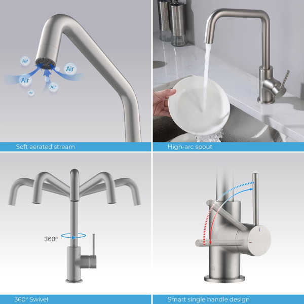 KIBI C-KKF2012BN-KSD100BN Macon Single Handle Bar Sink Faucet w/ Soap Dispenser