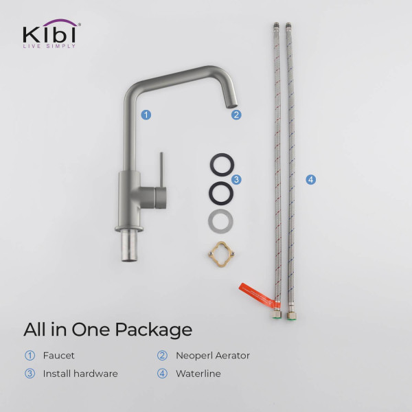 KIBI C-KKF2012BN-KSD100BN Macon Single Handle Bar Sink Faucet w/ Soap Dispenser