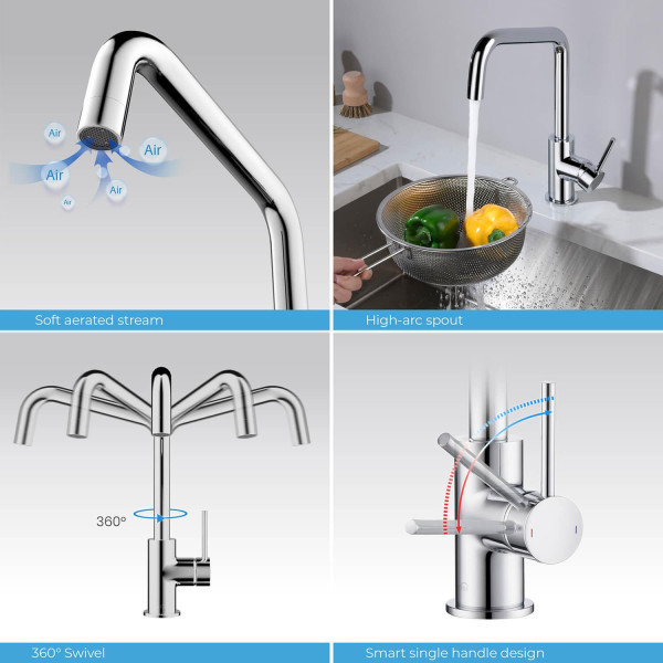 KIBI C-KKF2012CH-KSD100CH Macon Single Handle Bar Sink Faucet w/ Soap Dispenser