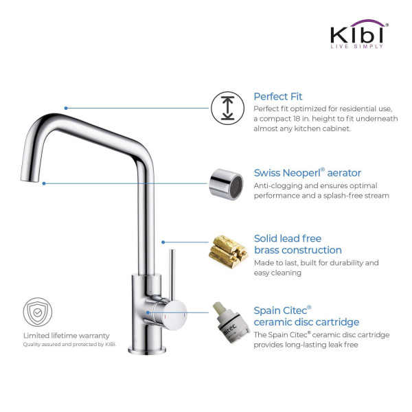 KIBI C-KKF2012CH-KSD100CH Macon Single Handle Bar Sink Faucet w/ Soap Dispenser