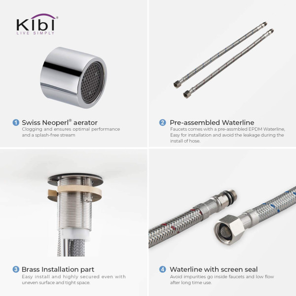KIBI C-KKF2012CH-KSD100CH Macon Single Handle Bar Sink Faucet w/ Soap Dispenser
