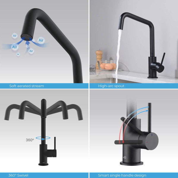 KIBI C-KKF2012MB-KSD100MB Macon Single Handle Bar Sink Faucet w/ Soap Dispenser