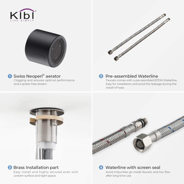 KIBI C-KKF2012MB-KSD100MB Macon Single Handle Bar Sink Faucet w/ Soap Dispenser