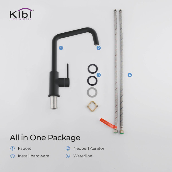 KIBI C-KKF2012MB-KSD100MB Macon Single Handle Bar Sink Faucet w/ Soap Dispenser