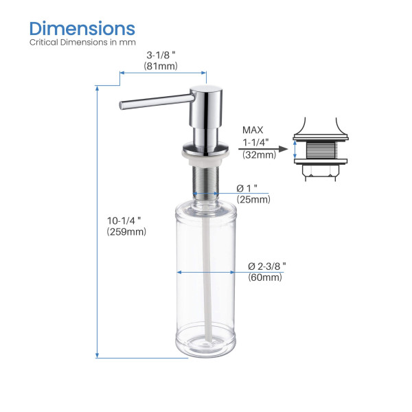 KIBI C-KKF2017CH-KSD100CH Fusion Kitchen & Bar Faucet w/ Soap Dispenser - Chrome