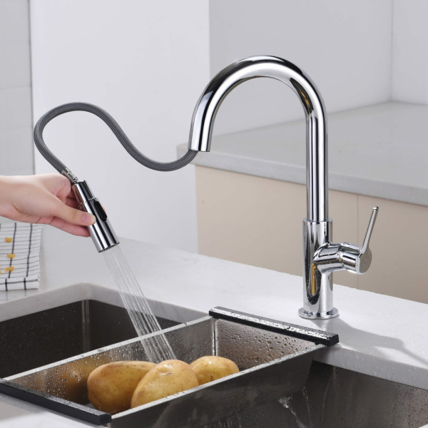KIBI C-KKF2017CH-KSD100CH Fusion Kitchen & Bar Faucet w/ Soap Dispenser - Chrome