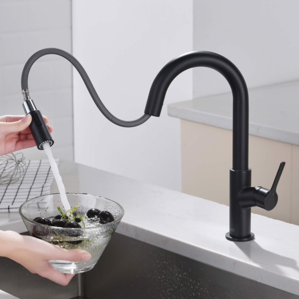 KIBI C-KKF2017MB-KSD100MB Fusion Faucet with Soap Dispenser - Matte Black