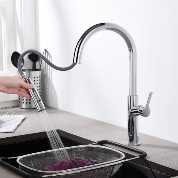 KIBI C-KKF2018CH-KSD100CH Fusion-T Kitchen Faucet with Soap Dispenser - Chrome