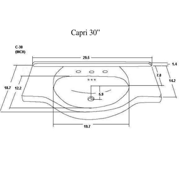 Empire Industries C30 Capri 30'' Ceramic Rounded Bathroom Single Bowl