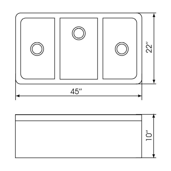 Lenova CA-133 Copper Sink Triple Bowl Apron Front 15 Gauge Undermount