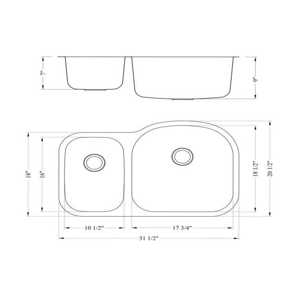 Cahaba CA121532 16 Gauge Double Kitchen Sink w/ Grid Set & Drain Assemblies