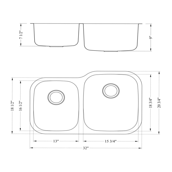 Cahaba CA122332 18 Gauge Double Bowl Kitchen Sink With Grid Sets and Drain