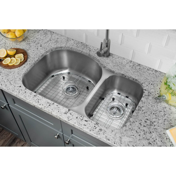 Cahaba CA122432 18 Gauge Double Bowl Kitchen Sink With Grid Sets and Drain