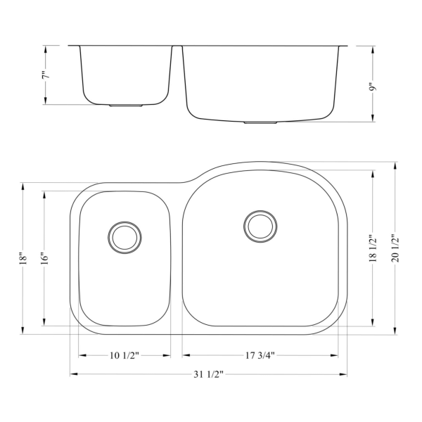 Cahaba CA122532 18 Gauge Double Bowl Kitchen Sink With Grid Sets and Drain