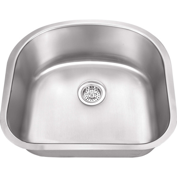 Cahaba CA122SBD30 18 Gauge Single D-Shape Kitchen Sink w/ Grid Set & Drain