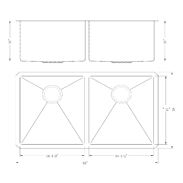 Cahaba CA221132 16 Gauge S. Steel KitchenSink w Grid Set & Drain Assemblies