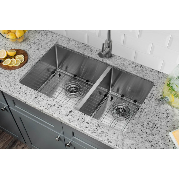 Cahaba CA221232 16 Gauge Kitchen Sink With Grid Set And Drain Assemblies