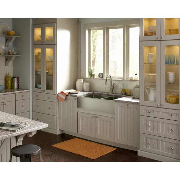 Cahaba CA231235 16 Gauge Apron Front Double Bowl Kitchen Sink With Grid Set