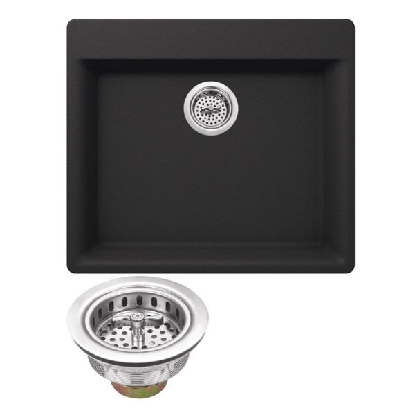 Cahaba CA324233 Quartz Double Bowl Kitchen Sink With Twist & Lock Strainer