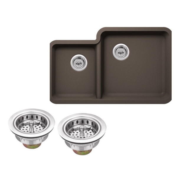 Cahaba CA324333 Quartz Double Kitchen Sink With Twist and Lock Strainer