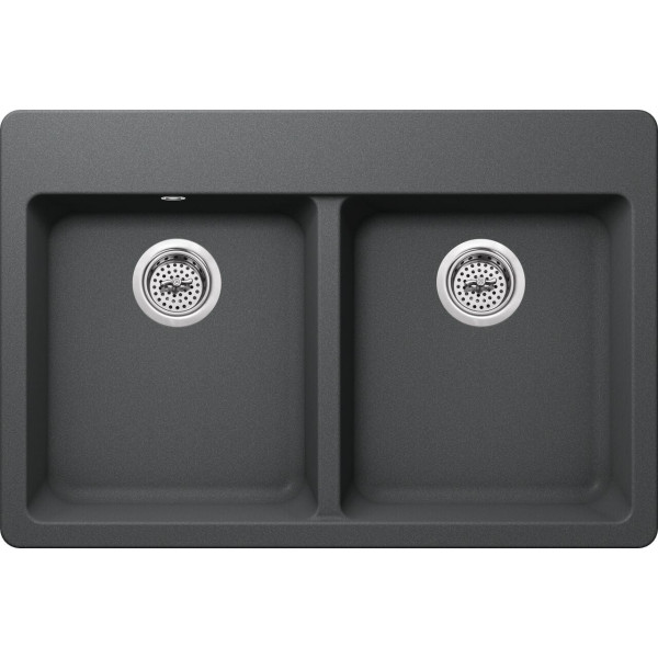 Cahaba CA344133 50/50 Double Bowl Kitchen Sink With Twist and Lock Strainer