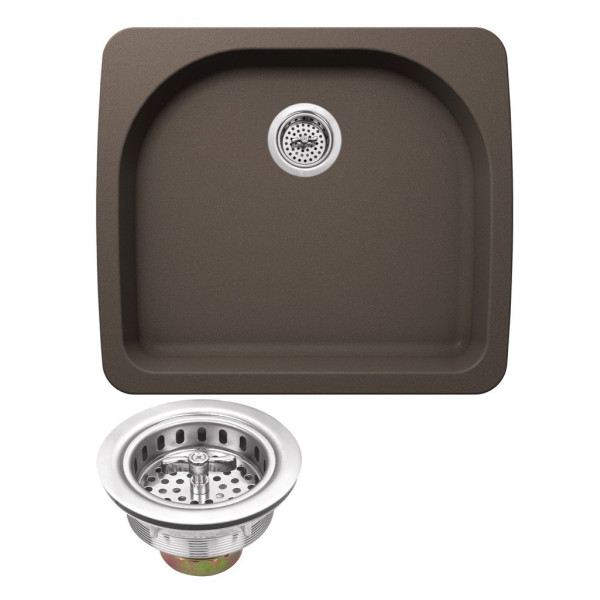 Cahaba CA344D25 Quartz Single Bowl Kitchen Sink With Twist & Lock Strainer