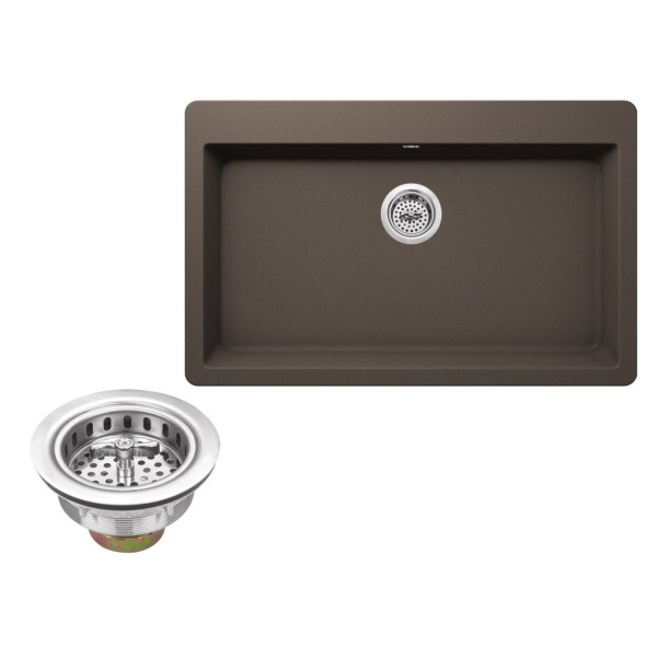 Cahaba CA344SB33 Quartz Single Bowl Kitchen Sink w/ Twist and Lock Strainer