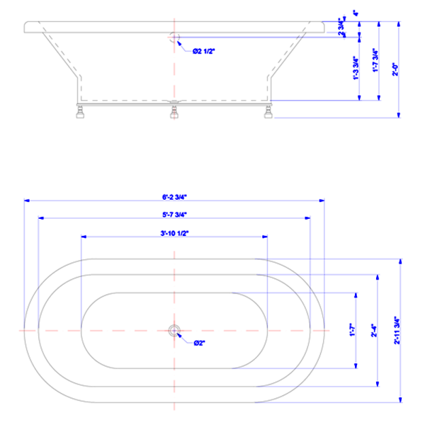 Aquatica Carol-Wht-Std Drop In VelveX Bathtub - Fine Matte