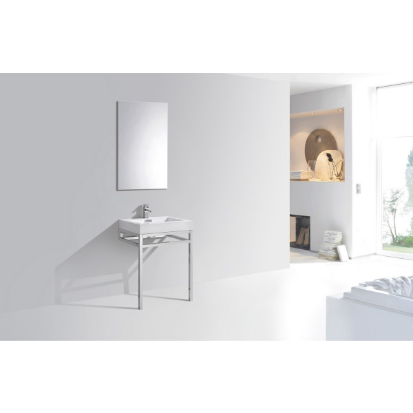 KubeBath CH24 Stainless Steel Console With White Acrylic Sink In Chrome