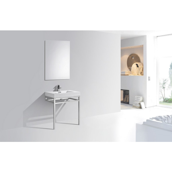 KubeBath CH30 Haus Stainless Steel Console In Chrome With Acrylic Sink
