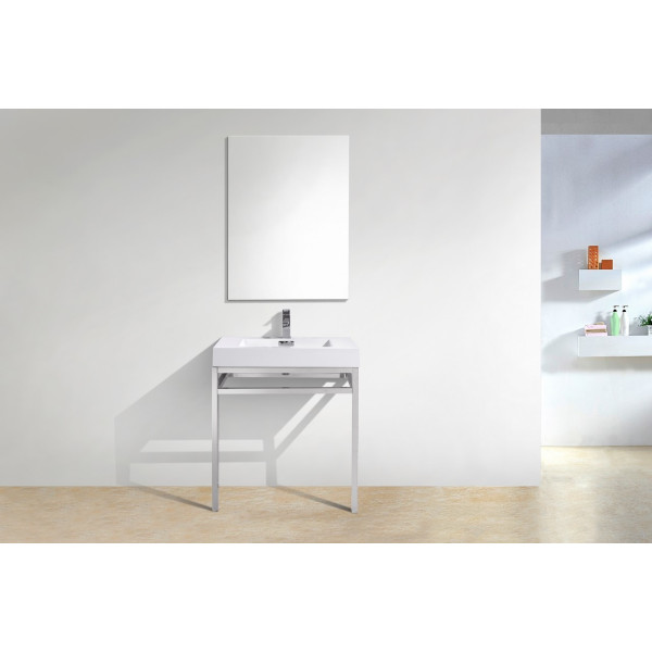 KubeBath CH30 Haus Stainless Steel Console In Chrome With Acrylic Sink