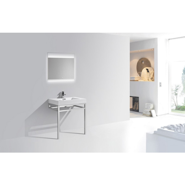 KubeBath CH30 Haus Stainless Steel Console In Chrome With Acrylic Sink